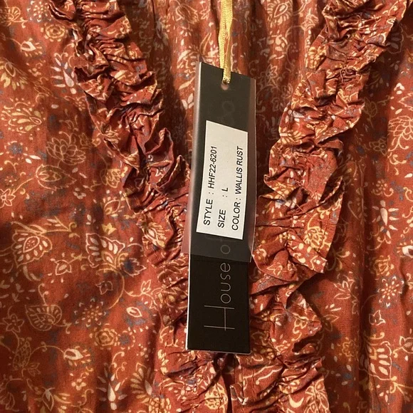 House of Harlow 1960 by Nicole Richie Wallis Rust Orange Floral Dress Women Sz L - Picture 4 of 6